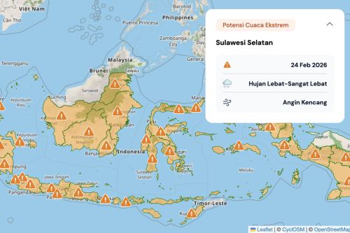 Cuaca Ekstrem Sulawesi Selatan 24 Februari, BMKG Prediksi Hujan Lebat dan Angin Kencang