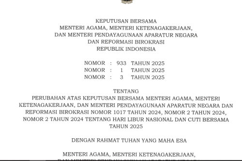 Resmi: SKB 3 Menteri Tetapkan 18 Agustus 2025 sebagai Cuti Bersama Tambahan