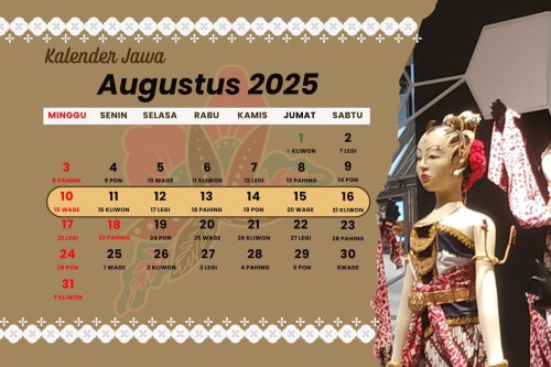 Kalender Jawa Minggu Ini 10-16 Agustus 2025, Cek Weton, Neptu dan Wuku