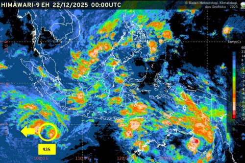 Bibit Siklon 93S Berpotensi Tinggi Jadi Siklon Tropis, Wilayah Ini Waspada Cuaca Ekstrem