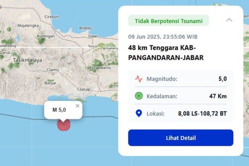 Gempa bumi, Badan Geologi, gempa bumi, gempa bumi pangandaran, gempa bumi hari ini, Gempa Pangandaran M5,0 Terasa Sampai Cilacap, Ini Analisis Badan Geologi