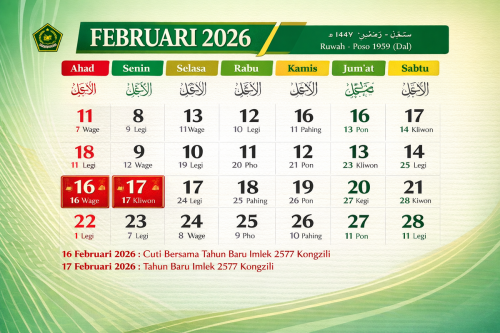 Kalender Februari 2026: Cek Tanggal Libur Nasionalnya, Ada Long Weekend 4 Hari
