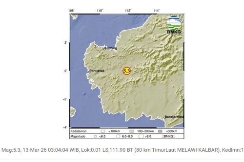 Gempa Magnitudo 5,3 Guncang Sintang, BMKG Sebut Dipicu Aktivitas Sesar Adang