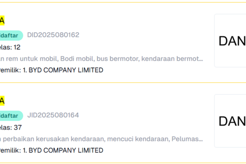 Danza, kendaraan bermotor, Denza, BYD Indonesia, Kalah Sengketa Merek Denza, BYD Daftarkan Nama Danza di Indonesia