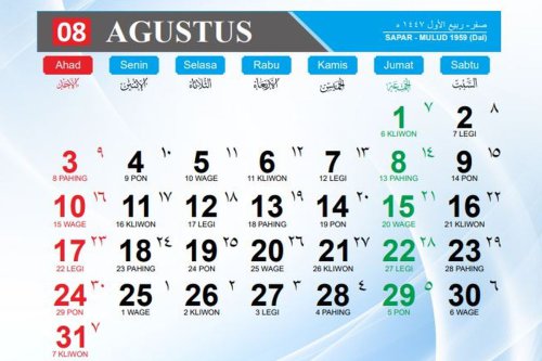 Kalender Jawa Hari Ini 16 Agustus 2025, Cek Watak Pemilik Weton Sabtu Kliwon