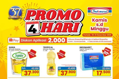 Promo Indomaret Hari Ini 19 Desember 2025, Minyak Tropical 2 Liter Hanya 37.900