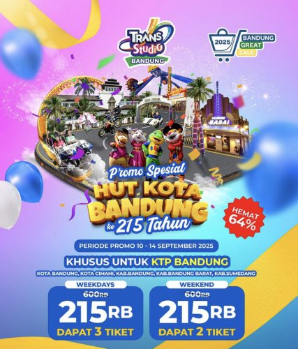 Liburan di Bandung Makin Hemat, Golden Ticket Trans Studio Hanya Rp 200 Ribuan