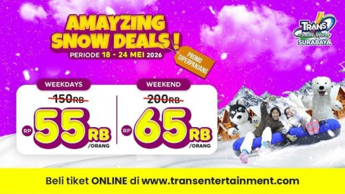 Tiket Trans Snow World Surabaya Cuma 50 Ribuan dengan Promo Amayzing Deals