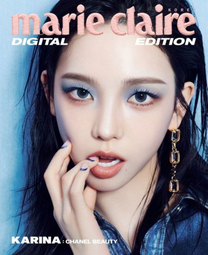 aespaのKARINA、ブルーのアイメイク＆オールバックで強烈なカリスマ性を披露&hellip;クールな魅力に視線釘付け