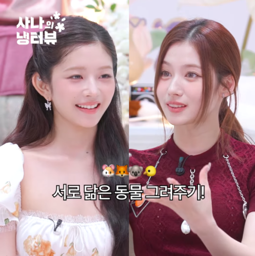 TWICE サナ、IVE レイと萌え萌えキュンを披露！？お互いに似ている動物をスケッチも（動画あり）