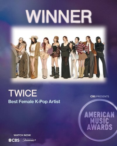 TWICE「アメリカン・ミュージック・アワード」で「ベスト女性K-POPアーティスト」を受賞