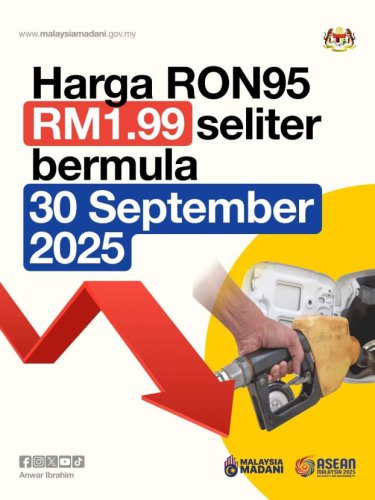 RM1.99 RON95 starts on Sept 30 for all Malaysians, PDRM/ATM Sept 27, STR recipients Sept 28 &ndash; PMX