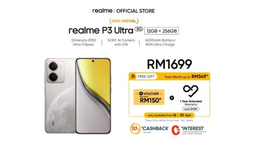 Realme P3 Ultra lands in Malaysia with Dimensity 8350 Ultra &ndash; Priced from RM1,399 for limited time, online exclusive