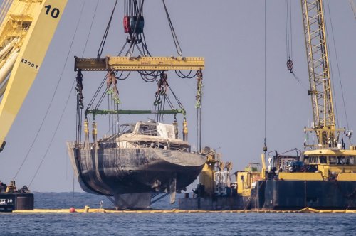 Sunken Bayesian superyacht lifted from waters off Sicily as salvage operation completed
