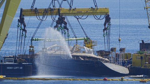 Sunken Bayesian superyacht raised from seabed near Sicily