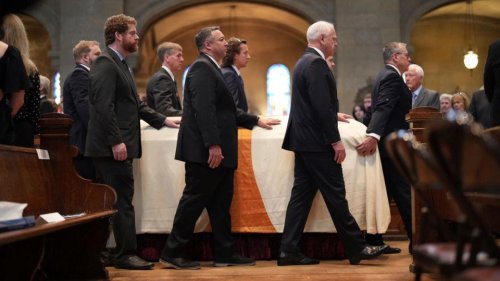 Loved ones share tributes as leaders, including former President Joe Biden, attend funeral for slain Minnesota House Speaker and her husband