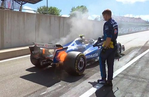 Austrian Grand Prix delayed after Carlos Sainz's Williams car catches fire in Spielberg
