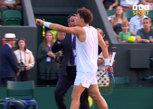 Wimbledon player held back from umpire as crowd boo &rsquo;embarrassing&rsquo; decision