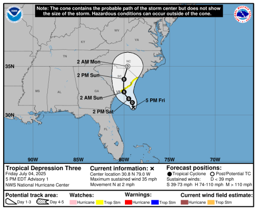 Tropical depression brews off Southeast coast; forecast to hit SC as Tropical Storm Chantal