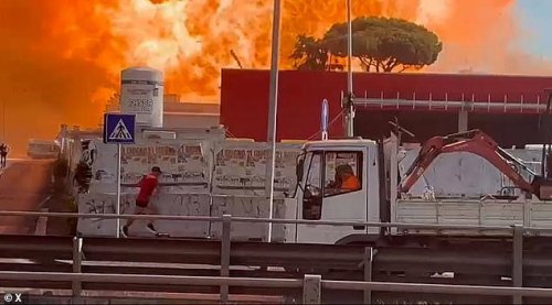 Huge blast in Rome leaves 40 injured including 11 cops after 'truck hit pipeline at petrol station'