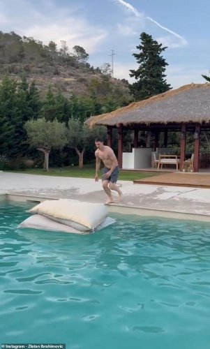 Zlatan Ibrahimovic performs incredible stunt in swimming pool as former Man United and Barcelona star shows his ability is still intact