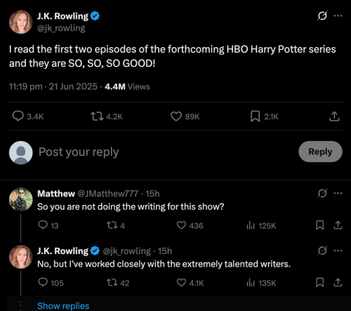 JK Rowling shares early verdict on first two episodes of Harry Potter HBO series