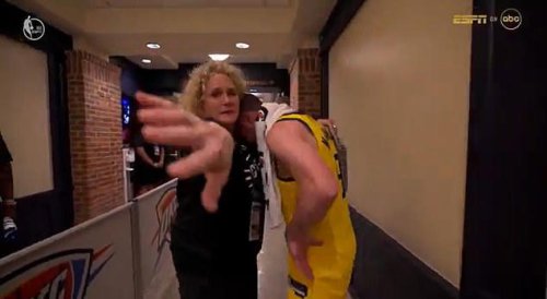 Tense moment ESPN cameraman is told to stop filming crying Pacers player after NBA Finals loss