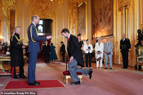 Former England boss Gareth Southgate receives knighthood from Prince William at Windsor Castle