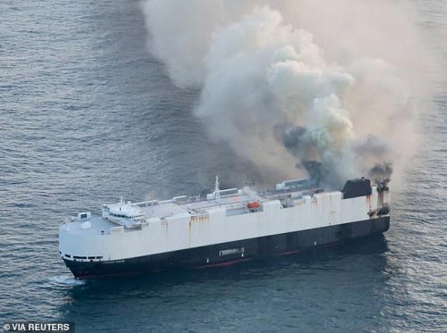 Cargo ship stuffed with EVs catches fire and sinks off coast of Alaska