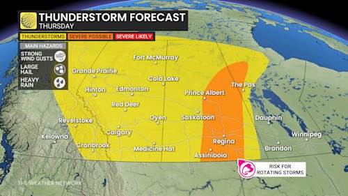 Tornado watch issued in Saskatchewan as severe storms fire up on the Prairies