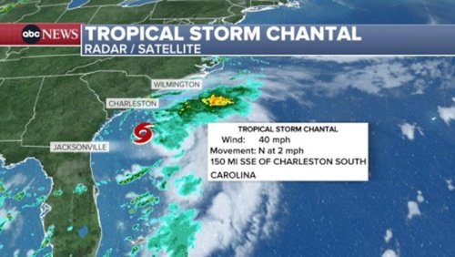 Tropical storm warnings extended up to North Carolina as Chantal approaches