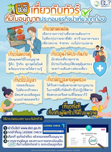 จดทะเบียนธุรกิจทัวร์ครึ่งปีพุ่ง 14% กรมการท่องเที่ยวเตือนทริปเถื่อน เสี่ยงผิดกฎหมาย