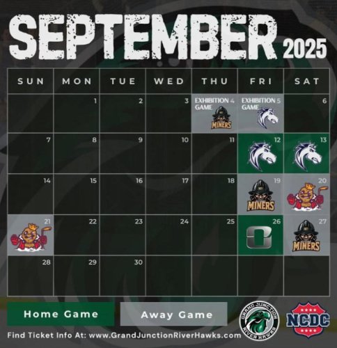 Grand Junction River Hawks 2025-26 schedule is here