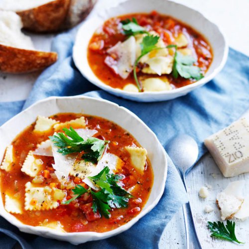 Can I freeze these soups?, Vegetable soup recipes to try,          Quick & easy minestrone & ravioli soup      ,          Quick & easy potato soup with cheddar toasts      ,          Traditional Italian minestrone soup      ,          Smoky mushroom soup with garlic labne      ,          Indian-spiced red lentil and pumpkin soup      ,          Slow cooker curried lentil and tomato soup      ,          Potato and pea soup with pesto, ricotta cream and crispy croutons      ,          Slow-cooker coconut pumpkin soup      ,          Tuscan tomato bread soup      ,          Speedy tofu laksa      ,          Mushroom hot & sour soup      ,          Broccoli and kale soup with lemon creme fraiche      ,          Roasted tomato soup with broccoli pesto      ,          Cauliflower cream soup with mushrooms      ,          Barley and vegetable soup with crunchy seeds      ,          Sweet corn soup with ginger      ,          Spinach, rocket & pea soup with brie cro&ucirc;tes      ,          Spiced lentil and roasted kumara soup      ,          Tomato and fennel soup      ,          Spiced carrot soup with smoked almonds      ,          Cauliflower and parsnip soup      ,          Cream of celeriac soup      ,          Creamy sweet potato and fennel soup with parmesan wafers      ,          Ratatouille soup with pistou      ,          Moroccan vegetable soup with harissa      ,          Spiced pumpkin soup with cinnamon cream      ,          Potato soup with capsicum & almonds      , What to serve with these vegetable soups, More vegetarian comfort meals, Top 44+ vegetable soup recipes