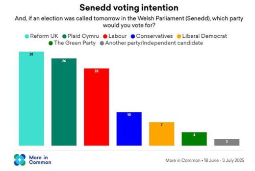 Labour panic as poll shows Reform ahead on 28% in Wales and on track to run Senedd