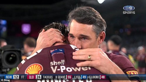 Billy Slater sheds a tear as emotional scenes erupt at full-time after Maroons State of Origin win