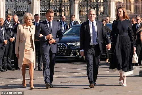 Macron and wife Brigitte put on a united front - after awkward morning