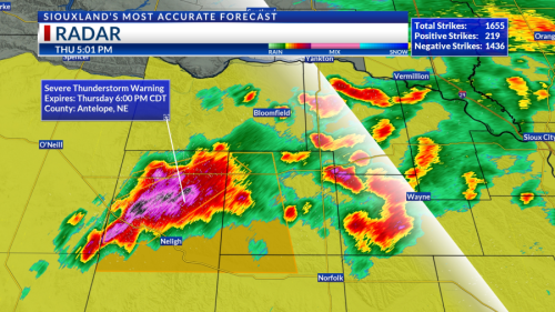 Severe Thunderstorm Warnings, Tornado Watches in effect in parts of Siouxland