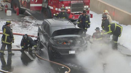 Boston traffic jammed through city after electric car fire shuts down Mass Pike westbound
