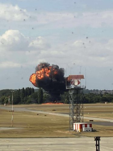 Aircraft crashes moments after take-off erupting into a fireball