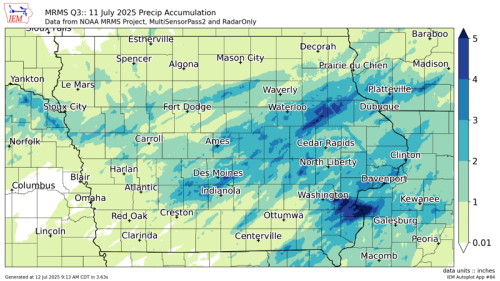How much rain did we get last night? Des Moines saw 2 inches of rain