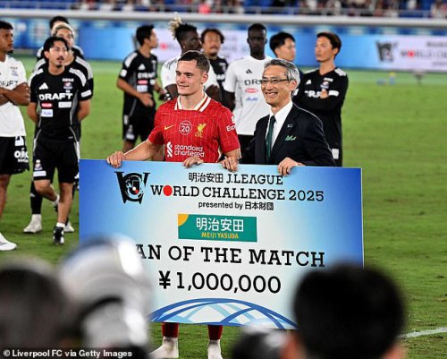Florian Wirtz wins 1,000,000 Japanese Yen for claiming man of the match award in Liverpool win