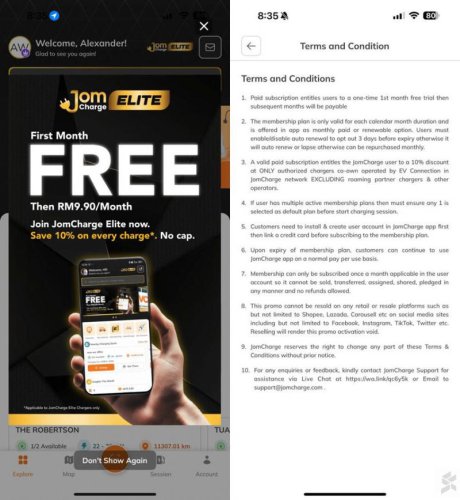 JomCharge Elite Membership: 10% off for EV Charging for RM9.90/month, Free for first month