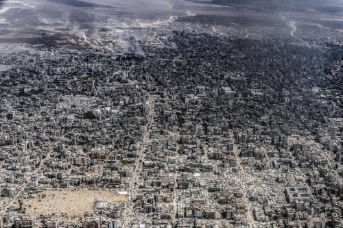 Rare aerial imagery shows displacement and destruction in Gaza
