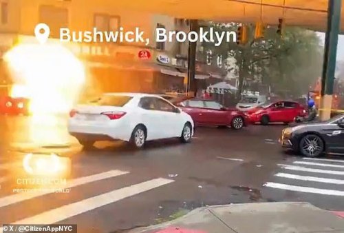 Moment giant fireball blows manhole open in middle of busy NYC street