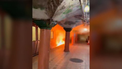 Video shows passengers flee as fire breaks out under NJ train