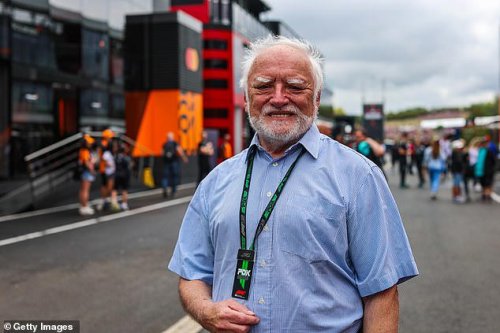 Pictured: Meme sensation 'Hide the Pain Harold' poses with F1 drivers at Hungarian Grand Prix