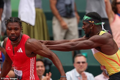 Noah Lyles shoved by Kenny Bednarek with US sprinters coming to blows as tense rivaly turns nasty