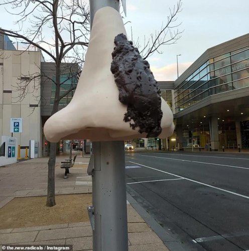 Australia's 'biggest brown-noser' politician named on protest sculpture