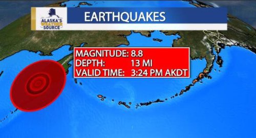 Tsunami warnings issued for western Alaska after M8.8 earthquake